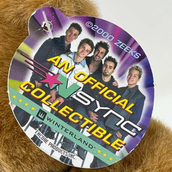 Vintage Y2K Stuffed Animal Plush NSYNC Bear Pin/Button 2000 Official Colllectabl - Picture 3 of 10